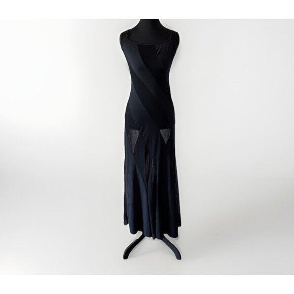 Frederick's of Hollywood Black Slip Dress S Swirl Pattern Sheer Fairy Whimsigoth - Picture 1 of 15